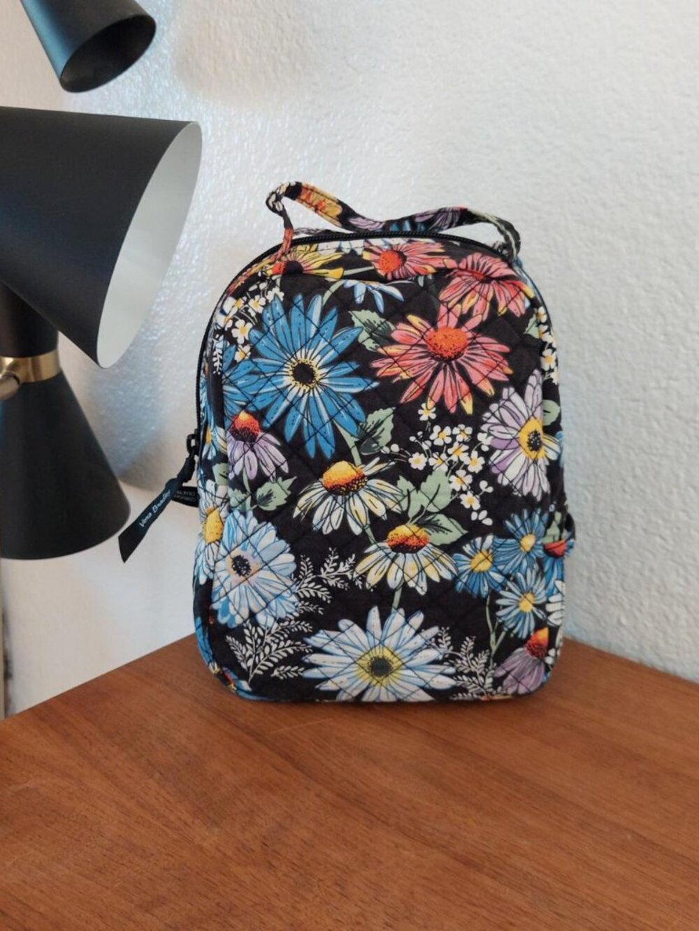 Vera Bradley "Daisies" Lunch Bunch Insulated Bag - Black Floral Quilted